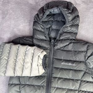Eddie Bauer Jacket Unisex Kids 4 Gray Puffer‎ Hooded Down Insulated Winter